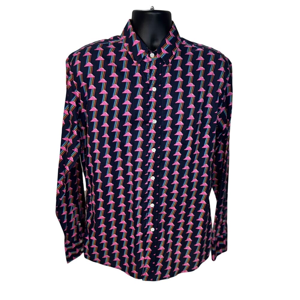 Frangipani Pink Cloud Rainbow Shirt Men’s Medium Novelty Resort Festival Rave
